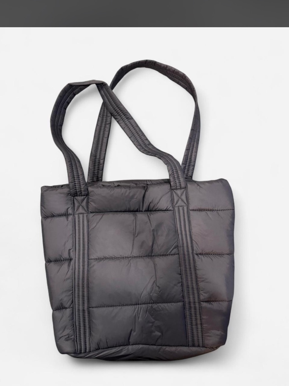 Lands' End Black Quilted Puff Zipper Tote